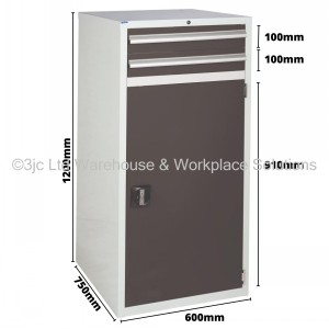 Euroslide Storage Cabinet 2 Drawer & Cupboard 1200mm